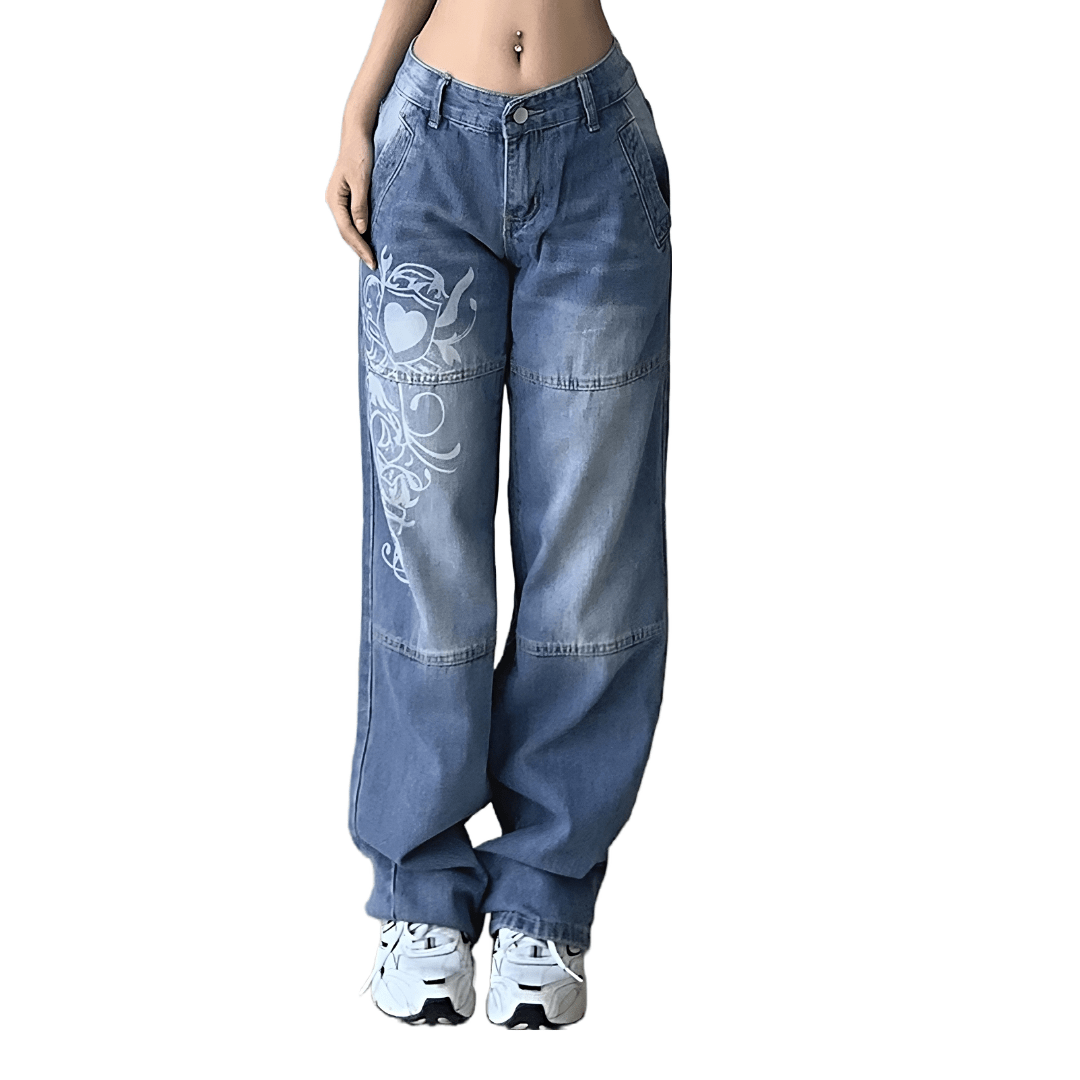 NCTZ - 48 Heart Print Baggy Jeans – Noctez Collective