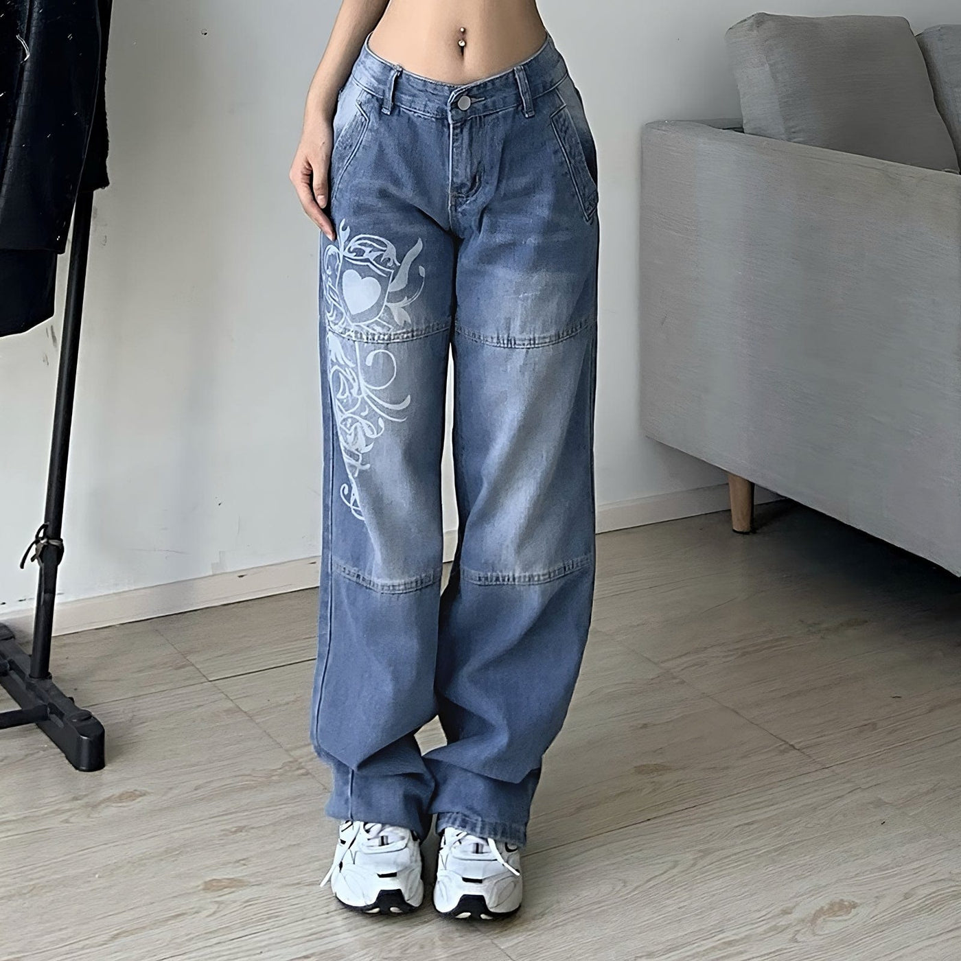 NCTZ - 48 Heart Print Baggy Jeans – Noctez Collective