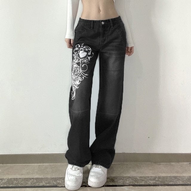 NCTZ - 48 Heart Print Baggy Jeans